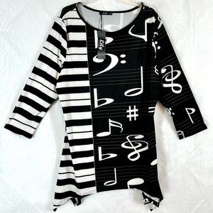 NWT Music Inspired Women’s Sidetail Tunic Top / sz 2XL